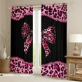 thumbnail image 2 of Homewish Cheetah Leopard Print Black Out Curtains, Chic Black Pink Ribbon Curtains Pack of 2 (42x63 Each), Fashion Princess Style Bedroom Curtains, Living Room Curtains Decor, 2 of 6