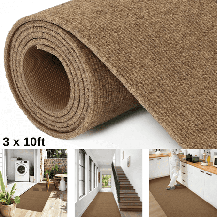 OVYEFR Commercial Carpet, 3' x 10' Non-Slip Commercial Rug, Hallway Runner Rugs for Balcony Kitchen Garage Patio, Indoor Outdoor Brown Entrance Mat
