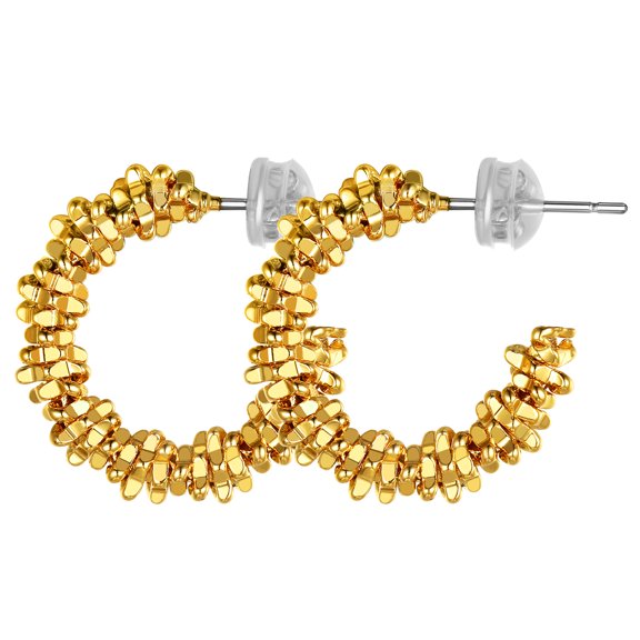 Women Gold Hoop Earrings Open C Shape Heart/Flower/Particle S925 Silver Needle Small Simple Hypoallergenic Everyday Jewelry Birthday Christmas Gift Clearance