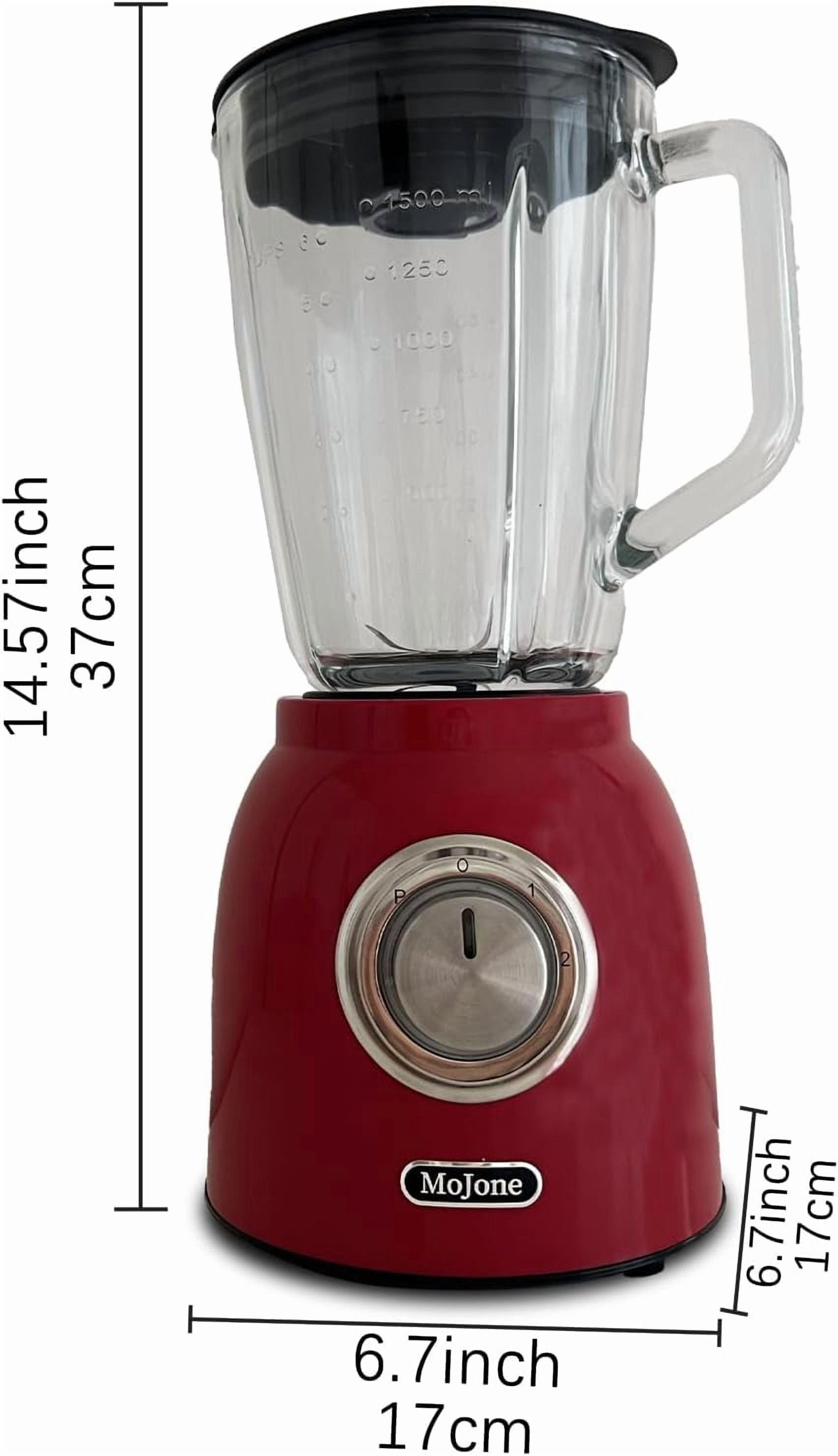 Powerful Kitchen Blender with 1.5L Glass Jar, 21000RPM High Speed, 6pcs 304 Stainless Steel Blades
