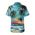 thumbnail image 5 of Huresd Womens Tops Palm Tree Print Hawaiian Shirt Collar Blouses & Button-down Shirts Short Sleeve Summer Tops for Women 2024 Blue M, 5 of 5