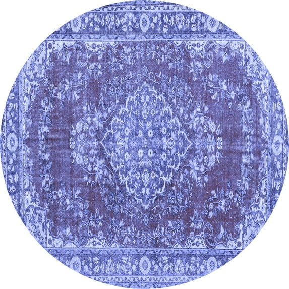 Ahgly Company Machine Washable Indoor Round Persian Blue Traditional Area Rugs, 3' Round