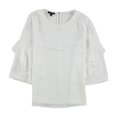 thumbnail image 1 of Alfani Womens Zip-Back Ruffled Blouse, White, X-Large, 1 of 1