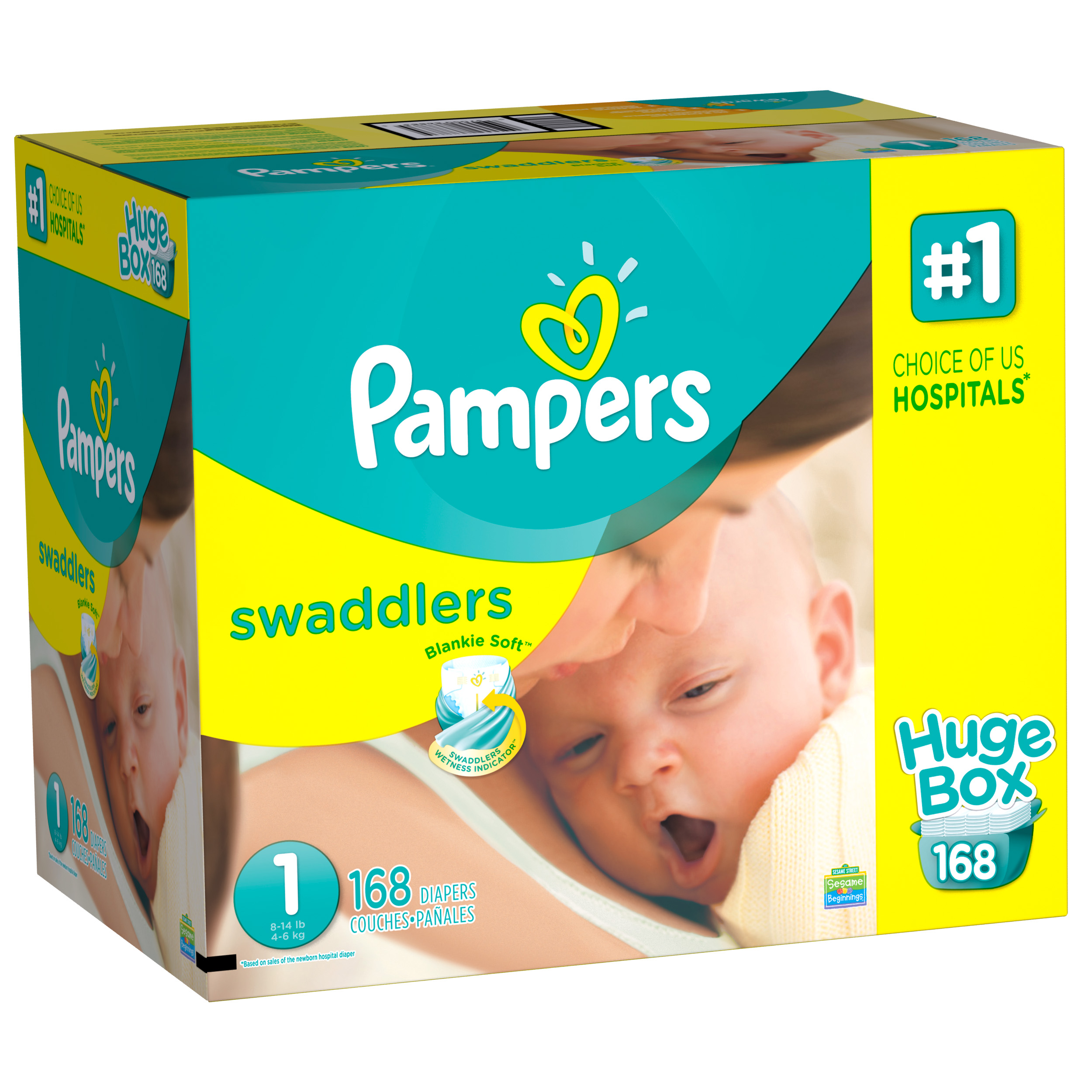 Pampers Swaddlers Soft and Absorbent Newborn Diapers, Size 1, 168 Ct - image 4 of 10