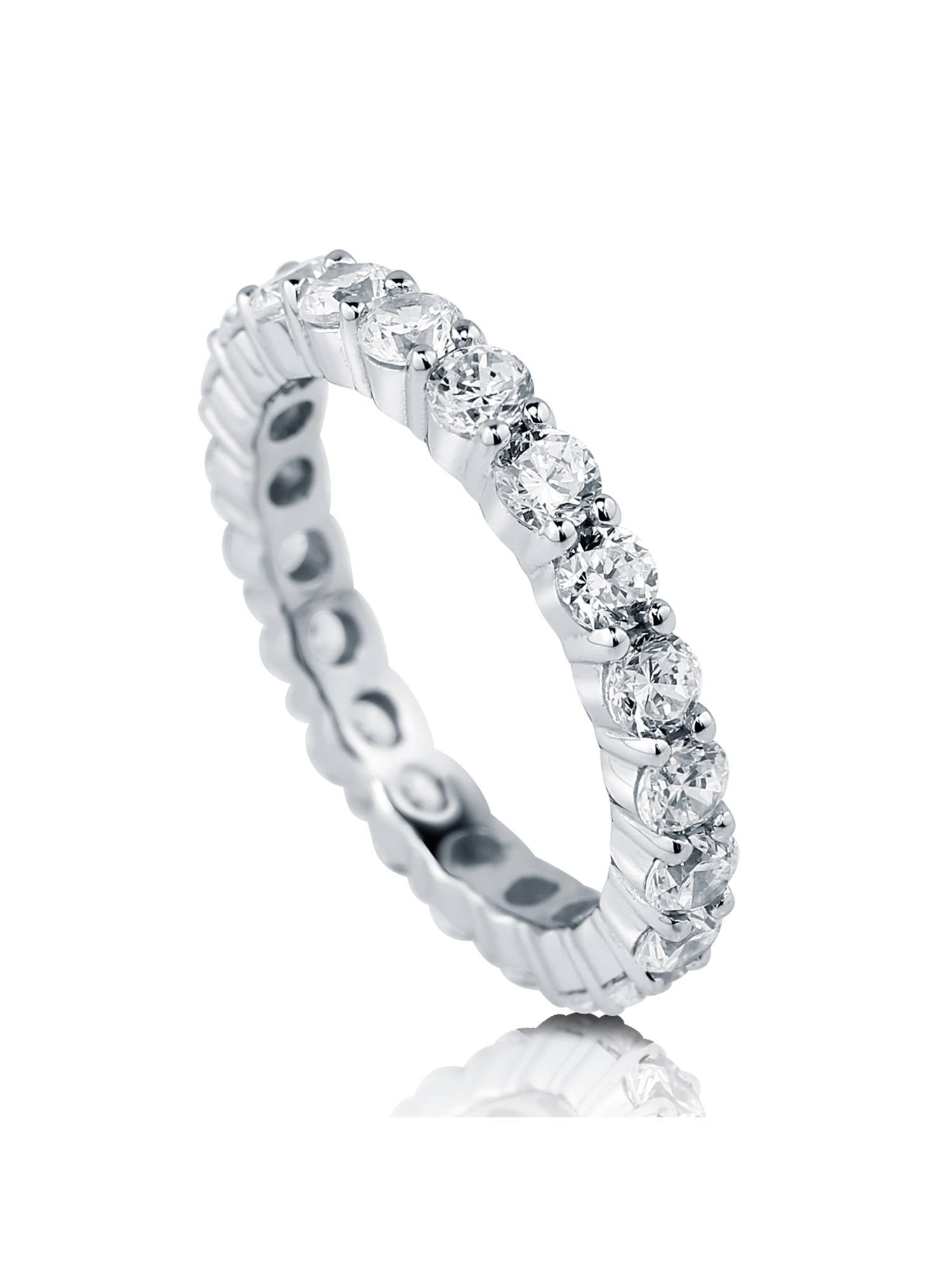 Rhodium Plated Sterling Silver Cubic Zirconia Cz Anniversary Eternity