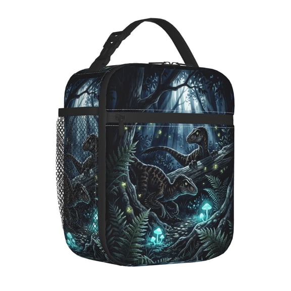 Dinosaurs Lunch Bag,Cartoon Dinosaurs Reusable Insulated Lunch Box With Side Pockets For Women Men Portable Thermal Cooler Bag For Office,Work,Picnic,Beach