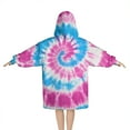 thumbnail image 2 of Pink Blue Tie Dye Spiral Blanket Hoodies for Kids 6-13YR Oversize Wearable Blanket Hoodies for Boys Girls Teens, 2 of 7