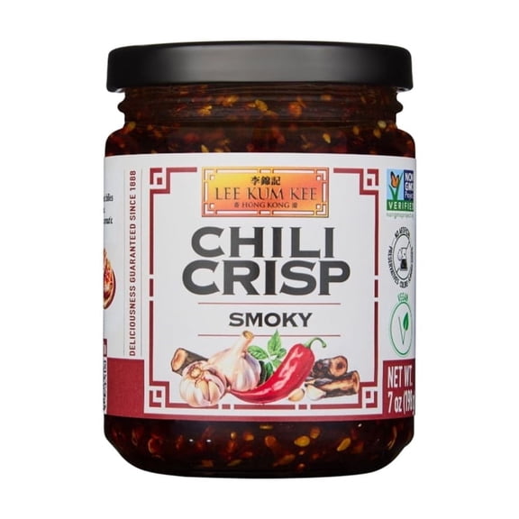 Lee Kum Kee Smoky Chili Crisp (7 oz - 1 pack), Spicy, Perfect for Drizzling, Dipping, Stir-Frying, Marinades, Dumplings, Toasts, & BBQs