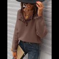 thumbnail image 4 of Suéteres de Mujer, Ropa de Otoño e Invierno, Jersey de Punto Informal de Larga con Botones y Volantes y Cuello Redondo Marrón S, 4 of 8