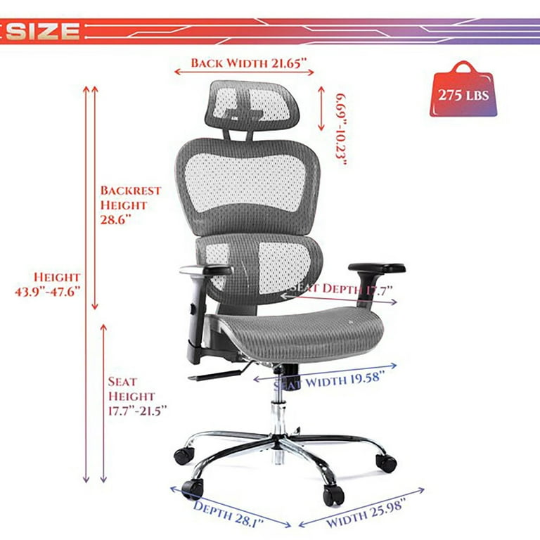 Yangming Ergonomic Office Chair, Mid Back Mesh Desk Chair with Lumbar  Support for Home Office, Gray