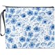 thumbnail image 1 of Bolsas de maquillaje con diseño de flores azules para mujer, neceser de viaje con diseño de acuarela y cremallera, estuche multiusos para lápices, neceser, mordaza, 1 of 9
