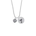 thumbnail image 2 of Delight Jewelry Black Nickeltone Clear Crystal Heart Silvertone Script Initial Disc - F - Charm Necklace, 20"+3", 2 of 4