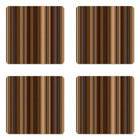 

Abstract Coaster Set of 4 Retro Vertical Striped Background in Different Shades of Earthen Tones Image Square Hardboard Gloss Coasters Standard Size Tan and Brown by Ambesonne