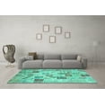 thumbnail image 3 of Ahgly Company Indoor Square Patchwork Turquoise Blue Transitional Area Rugs, 3' Square, 3 of 4