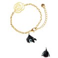thumbnail image 2 of Delight Jewelry Resin Killer Whale Gold-tone Flower Link Chain Bracelet, 6.75"+2" Extender, 2 of 4