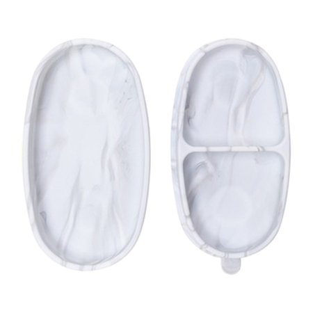 

Ekeka Free Shipping 2pcs Compact Soft Silicone Suction Cup Dinner Kids Feeding Toddler Divided Plate
