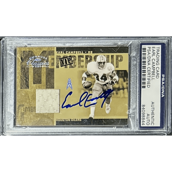 Earl Campbell Signed 2005 Donruss Classic VIP Membership Card PSA/DNA Oilers