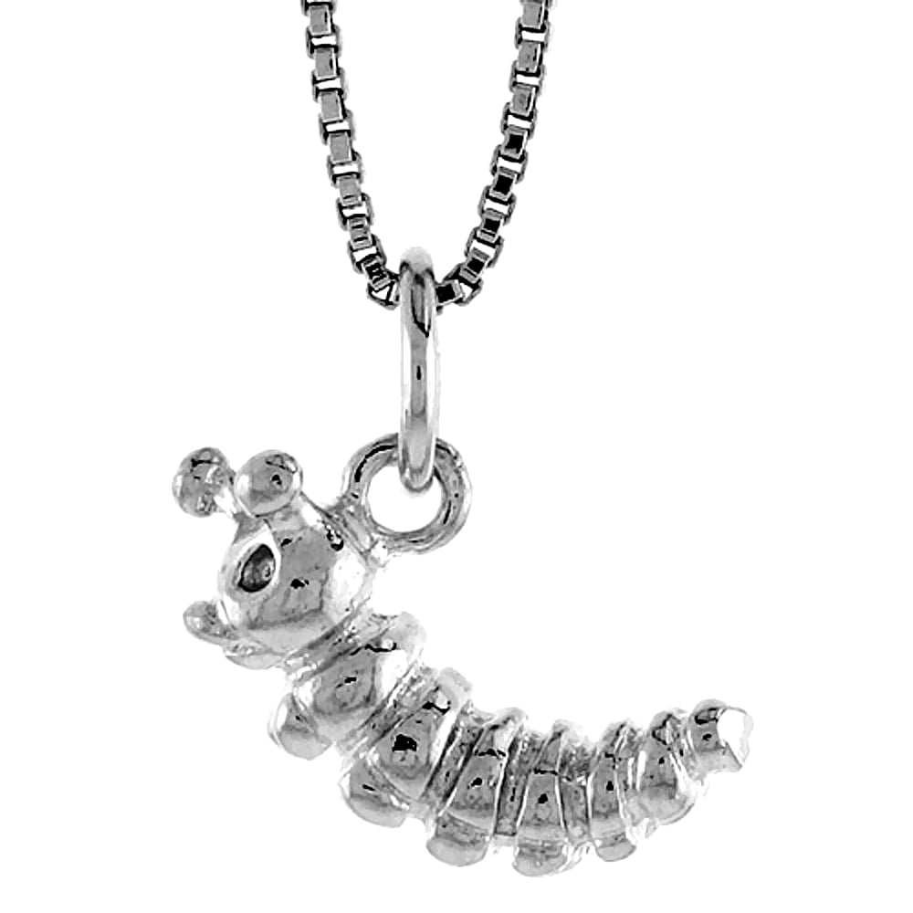 925 Sterling Silver Caterpillar Animal Charm Pendant 12mm