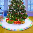 thumbnail image 2 of BSHAPPLUS® Christmas Tree Skirt, 48 Inches Luxury Snowy White Faux Fur Xmas Tree Skirt Base Cover Mat With 36 LED Lights,2 Light Modes for Xmas New Year Holiday Home Party Decorations, 2 of 13