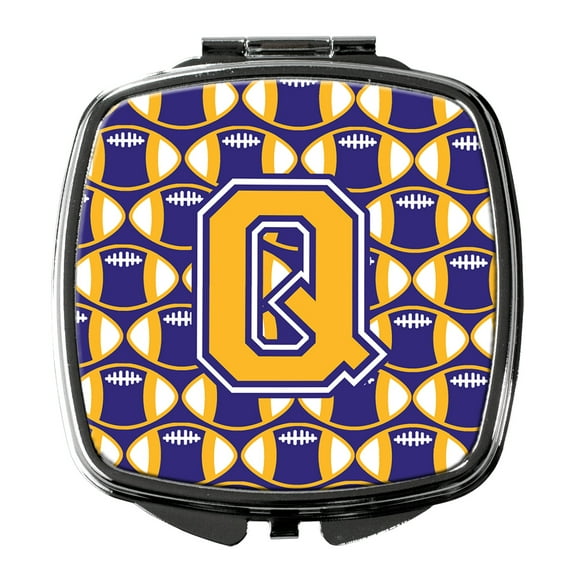 Letter Q Football Purple and Gold Compact Mirror CJ1064-QSCM