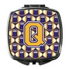 Caroline's Treasures CJ1064-QSCM Letter Q Football Purple and Gold Compact Mirror CJ1064-QSCM, , multicolor