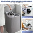 thumbnail image 5 of 2-Section Laundry Hamper with Lid & Removable Bags, Foldable Clothes Sorter Organizer for Bedroom/Bathroom, 600D Oxford Fabric Storage Bin Portable Clothes Organizer for Home, Dorm, Apartment, 5 of 8