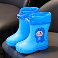 thumbnail image 2 of KPOPLK Kids Toddler Rain Boots Waterproof Easy On Pull-On Handles Lightweight Cute Cartoon Print Non-Slip Sole Outdoor Play Shoes(Blue,12.5), 2 of 5