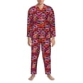 thumbnail image 3 of Honeii Motif Lèvres Rouges P'Embrassant Ensemble de Pyjamas pour Hommes, 2 Pcs Chemise de Nuit à Manches Longues et Bas de Pyjama, Ensembles de Pjs pour Hommes-Moyen, 3 of 7