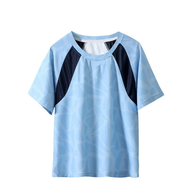 Zpanxa T-Shirts pour Filles Couleur Unie Respirant Manches Courtes Col Rond Haut de Sport Polyester 12 Ans