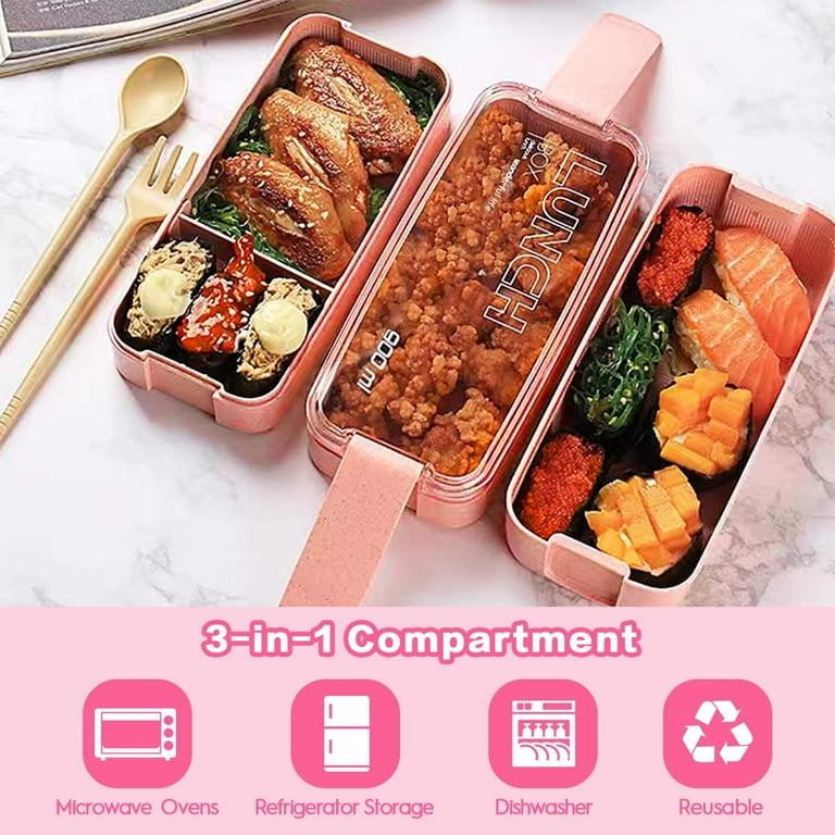 Bento Box Adult Lunch Box Lunch Containers for Adults Men Women with 5  Compartments Food Container with Utensils Sauce Jar - AliExpress