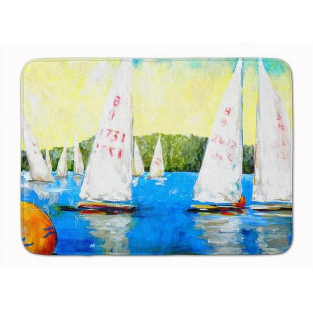 Carolines Treasures MW1094RUG Sailboats Round the Mark Machine Washable Memory Foam Mat