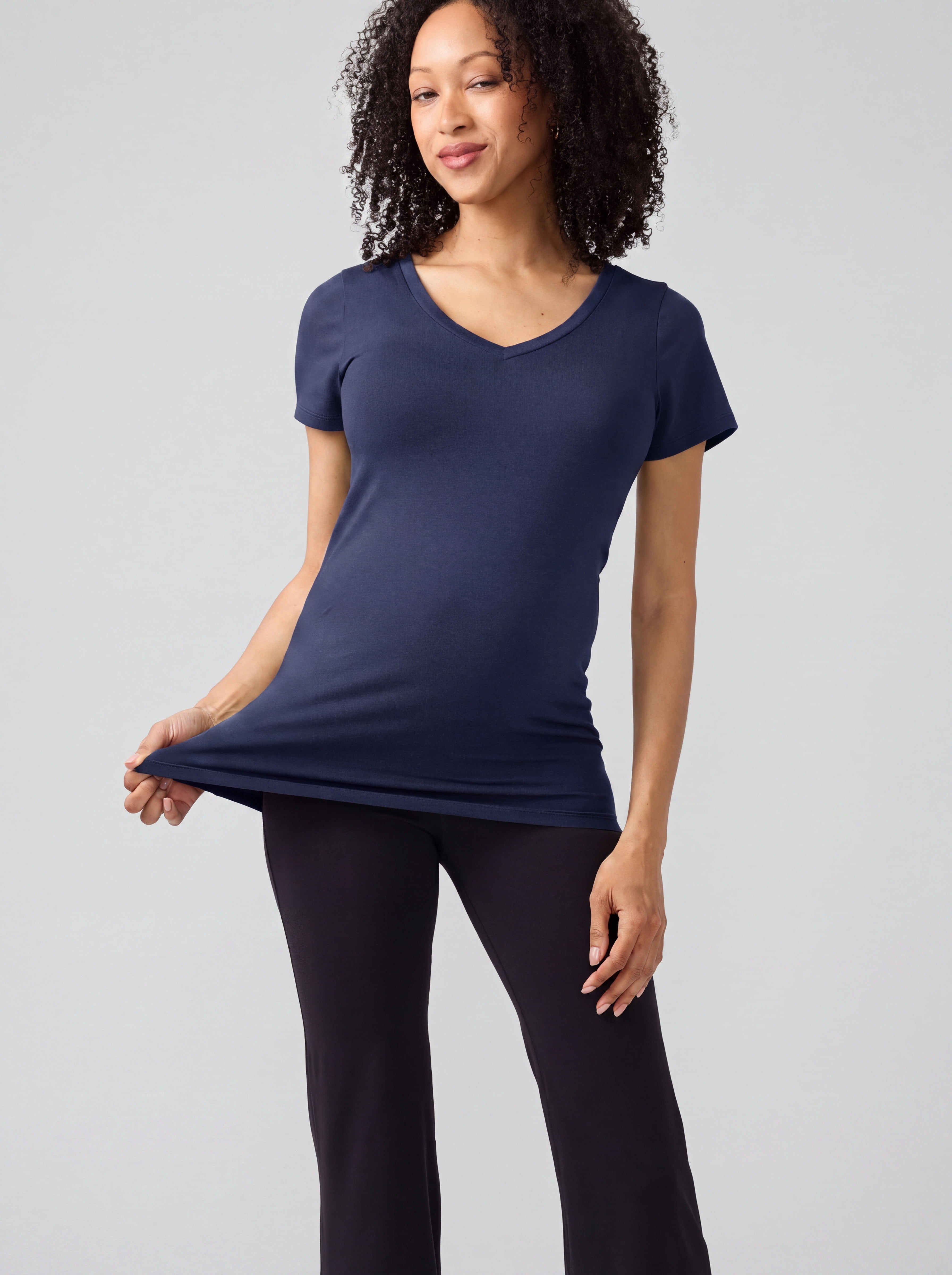 Ingrid & Isabel For Every Belly Women's Maternity Fitted V Neck Tee, Sizes S-XXL