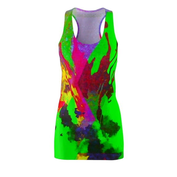 Women's Cut & Sew Racerback Dress (AOP) Flamin' Neon