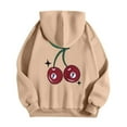 thumbnail image 4 of Puliio Womens Hoodies Cute Cherry Printed Long Sleeve Casual Pullover Hoodie Spring Fall Winter Soft Comfortable Hooded Sweatshirt With Front Pocket, 4 of 6