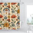 thumbnail image 2 of Boho Mushroom Shower Curtain Retro Yellow Orange Flower Floral Funny Cute Bohemian Rustic Bathroom Decor Waterproof Fabric 72Lx72W Inch with Hooks, 2 of 6
