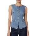 thumbnail image 7 of Homenesgenics Button-Front Sleeveless Vest Sleeveless Hoodless Blue M, 7 of 7