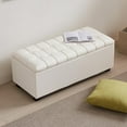 thumbnail image 2 of 38-inch White Faux Leather Storage Ottoman Bench with Seat and Footrest Function - for Bedroom, Living Room & Entryway, 2 of 9