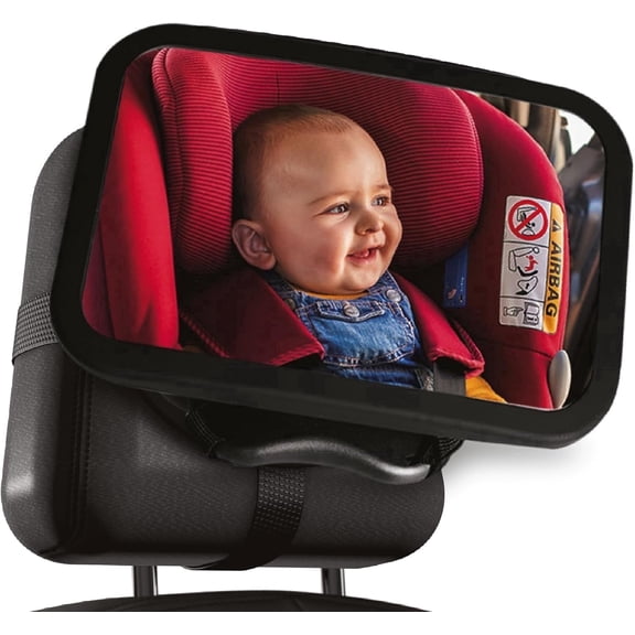 Baby Car Mirror, 360° Rotation 9.8" Convex Shatterproof Rear Facing Car Seat Safety Mirror