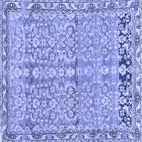 Ahgly Company Machine Washable Indoor Square Abstract Blue Contemporary Area Rugs, 7' Square