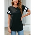 thumbnail image 2 of SHCKE Womens Casual T Shirts Striped Color Block Short Sleeve Tops Tunic Tops Crewneck T Shirts, 2 of 7