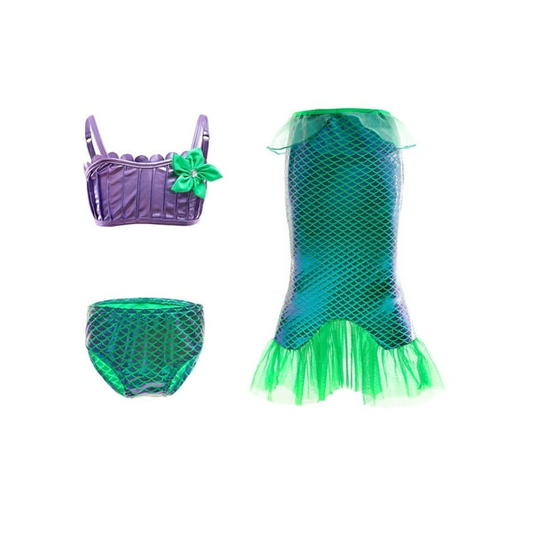 Disney Girls Little Mermaid Ariel Charm Princess Dresses Cosplay Kids Costume Carnival Party Children Halloween Dress Up Clothes3-4T (tag110) Gao Jinjia LED