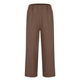 thumbnail image 4 of LMOIPLI Men's Casual Cropped Pants Solid Color Elastic Waist with Pockets Drawstring Closure Breathable Thick Fabric Comfortable for Running Hiking Yoga Daily Wear Brown XXXL, 4 of 6