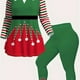 thumbnail image 1 of Plus Size Christmas Casual Outfits Set, Women's Plus Graphic & Stripe Print Long Sleeve Peplum Top & Leggings Outfits Two Piece Set, 1 of 5