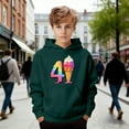 thumbnail image 2 of Tanghaowl Kids Sweatshirts Boys Girls Graphic Print Hooded Sweatshirt Kids Pullover Casual Jacket with Pocket for Children Youth Dark Green 4-5 Years, 2 of 4