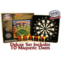 Deluxe 2-in-1 Reversible Magnetic Dartboard (Dart Board) with 10 Darts, Featuring Standard Darts & Baseball Games - "Matty's Toy Stop" Exclusive