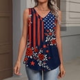 thumbnail image 4 of Iaqnaocc 250 Anniversary Usa Shirt Tank Tops for Women Sleeveless Summer Loose Fit V Neck Pleated Tees Independence Day American Flag Floral Print Retro Tee Tops Navy L, 4 of 6
