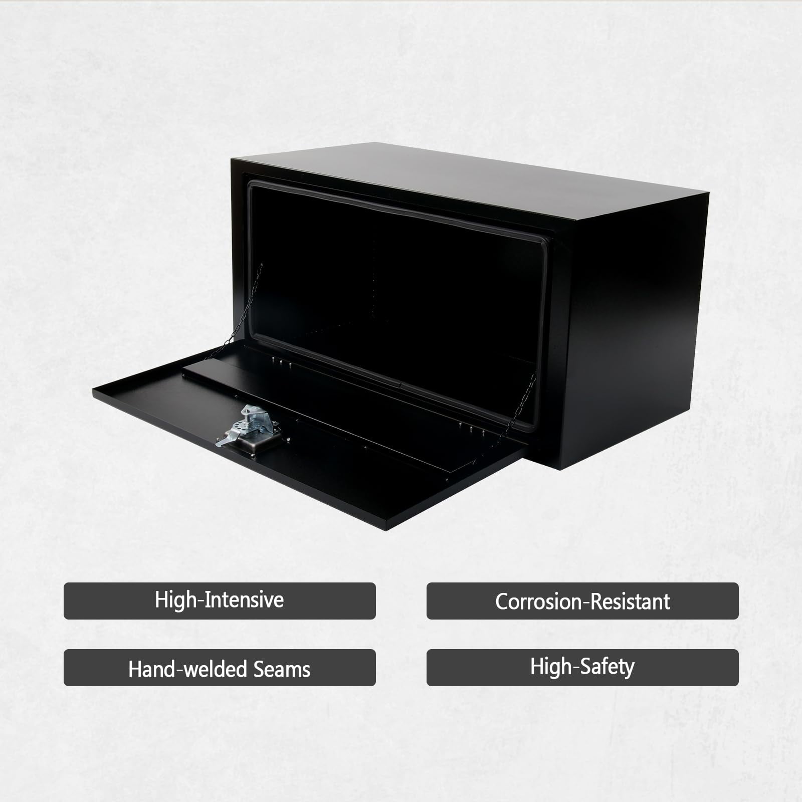 FGJQEFG 36 Inch Steel Trailer Box Truck Tool Box for Trucks Beds RV ATV Pickup Black 36x18x18 Inch