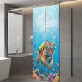 thumbnail image 4 of Funny Diving Tiger Window Privacy Film, Ocean Sea Coastal Coral Fish Marine Life Static Cling UV Sun Blocking Tint Film Heat Control Windows Films for Bedroom Bathroom, Window Stickers 23.6"x59", 4 of 8