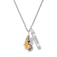 thumbnail image 1 of Delight Jewelry Silvertone Large Orange & Black Flying Butterfly Silvertone Believe Faith Prayer Hope Bar Charm Necklace, 23", 1 of 4