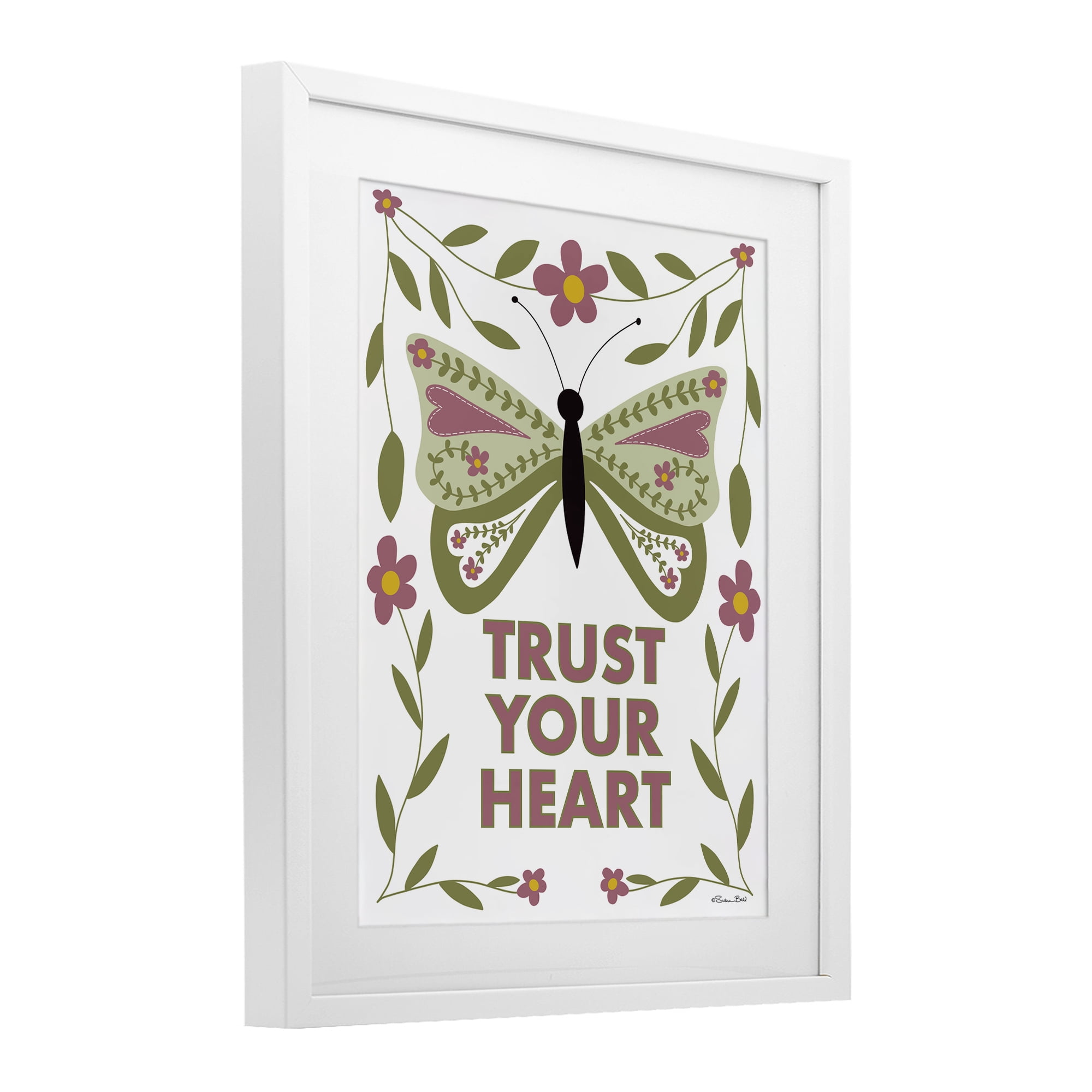 Stupell Industries Trust Your Heart Symmetrical White Framed Print Under Glass, design by Susan Ball